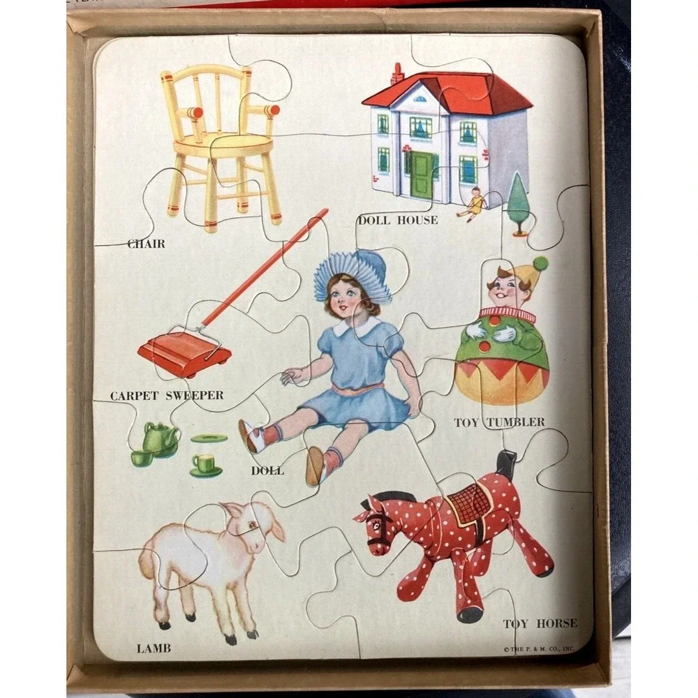 Vintage child's Things We See 3 Jig Puzzle Pictures Platt & Munk 1941 jigsaw